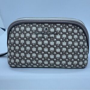 Kate Spade New York Make Up Cosmetic Bag Spade Link Pouch Travel Tan/Beige